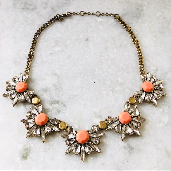 J. Crew Statement Necklace Orange with Crystals - Picture 1 of 3